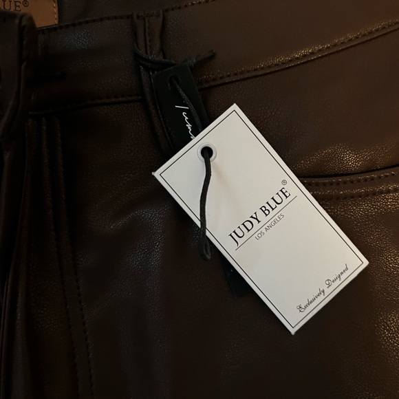 NWT Judy Blue High Waist Tummy Control Faux Leather Straight Pants 15 / 32 - Picture 4 of 4